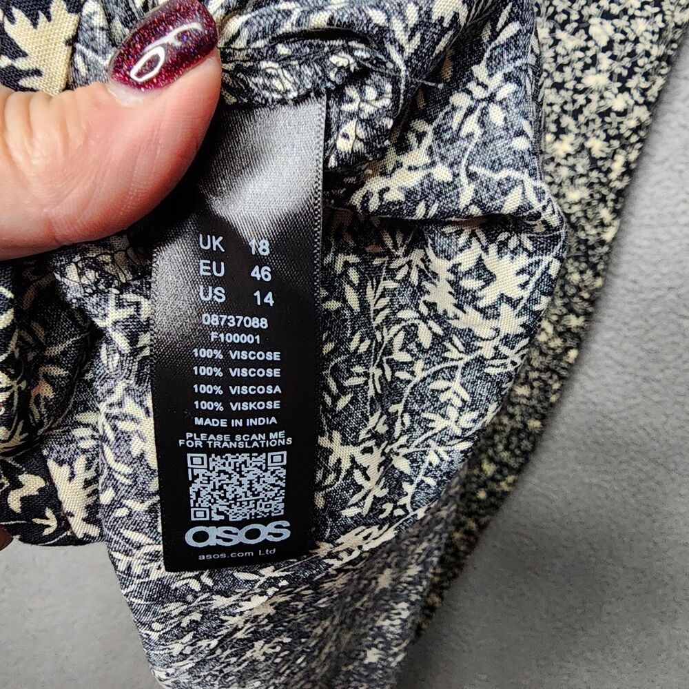 Asos Maternity Two Tone Floral Red Black Cottagecore Maxi Dress Size 14 - Picture 6 of 9